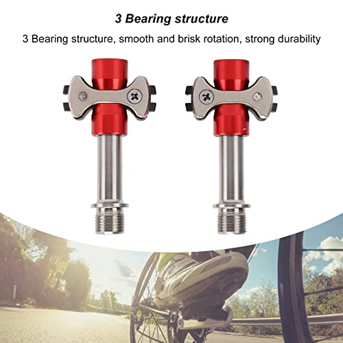 Hozee Pedal de Autobloqueo para Bicicleta de Carretera, Pedal de Autobloqueo de Bicicleta de 3 Rodamientos de Alta Resistencia para Zapatos de Cuatro Orificios para Zapatos de Tres Orificios(Rojo)