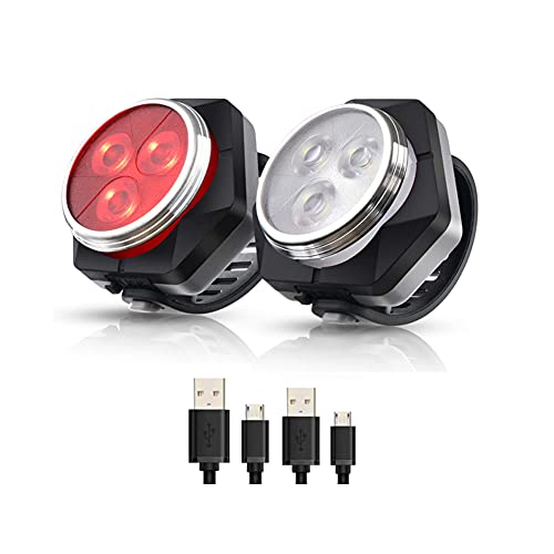 Hually Luces Bicicleta Recargable LED, Luz para Bicicleta por USB Conjunto de Luces Delantera y Trasera para Bicicleta 4 Modo 800mAh Reflector Bici Seguridad Faro de Señal,2 Cable USB