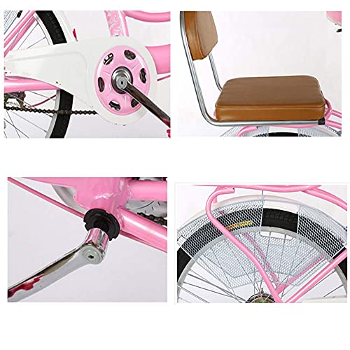 HUAQINEI Bicicleta para Madre e Hijo Bicicleta para Padres e Hijos de 22 Pulgadas, Bicicleta para Madre e Hijo, Bicicleta tándem de Dos plazas con niños, Modelos de Mujer para Mujer, Rosa