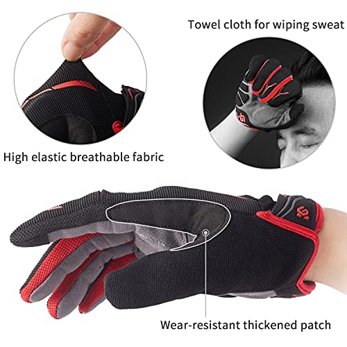 I Kua Fly Guantes Ciclismo Antideslizante Pantalla Táctil Guantes MTB para Hombre Mujer Gel Almohadilla Guantes de Bicicleta MTB Bici (Rojo, L)