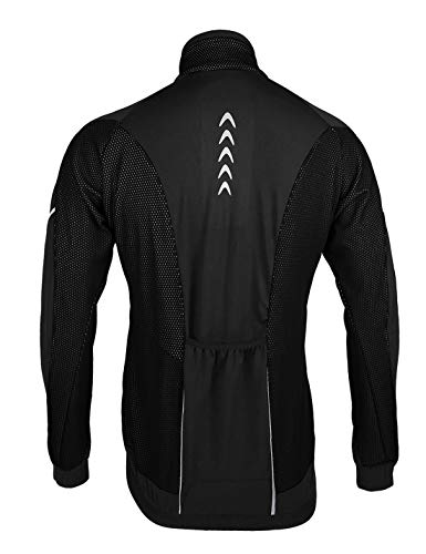 iCREAT Chaqueta para hombre Air Jacket resistente al viento e impermeable para correr, bicicleta de montaña, chaqueta reflectante de forro polar para otoño, tallas M a XXXL Color negro. XL