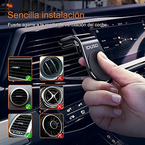 IDUSD Soporte Coche Magnético Movil de Coche para Ventilación, Mini Soporte con Iman para Rejillas de Aire Universal Teléfono Car Holder para iPhone 13 12 11 Pro XR, Samsung S9, Xiaomi Redmi Note 10