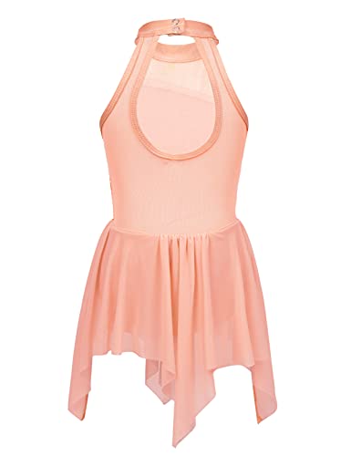 IEFIEL Maillot de Danza Ballet para Niña Maillot Lentejuelas de Patinaje Artistico Vestido Brillante de Gimnasia Ritmica Disfraz de Bailarina Naranja 14 años