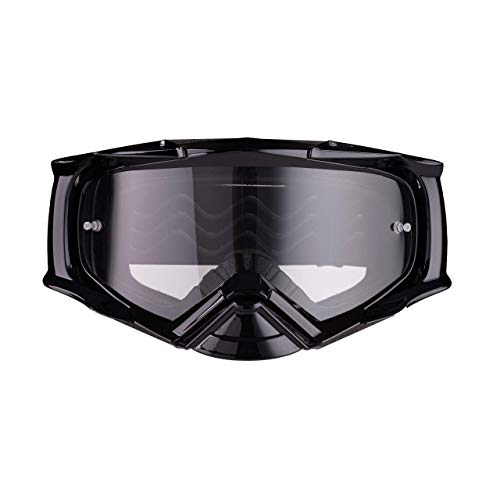 iMX Gafas DUST Ahumado oscuro y visera transparente, Lente antivaho y antirrayas, Protección de nariz, Espuma de tres capas, Juego de dos viseras, Motocross Enduro MTB Downhill MX, Talla Única, Negro