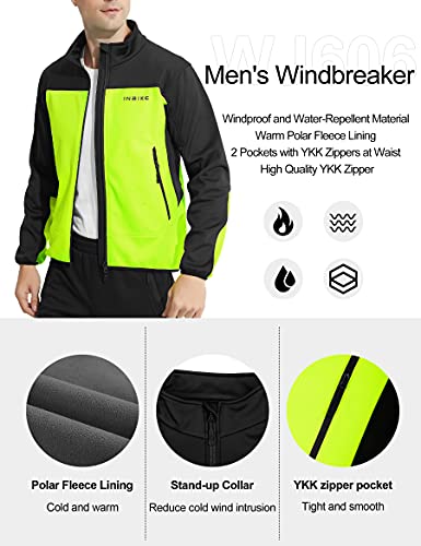 INBIKE Chaqueta Ciclismo Hombre MTB Invierno Impermeable Chaqueta Softshell Bicicleta para Otoño Reflectante con Forro Polar Mujer Ropa  Running Deportes al Aire Libre Verde M