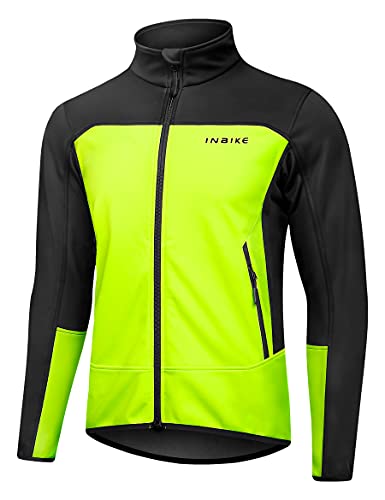 INBIKE Chaqueta Ciclismo Hombre MTB Invierno Impermeable Chaqueta Softshell Bicicleta para Otoño Reflectante con Forro Polar Mujer Ropa  Running Deportes al Aire Libre Verde M