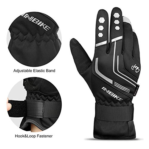 INBIKE Guantes Ciclismo Hombre para Invierno Guantes De Pantalla Táctil para Bicicleta Carretera MTB con Membrana Impermeable, AislamientoTérmico y Forro Polar(Negro,M)