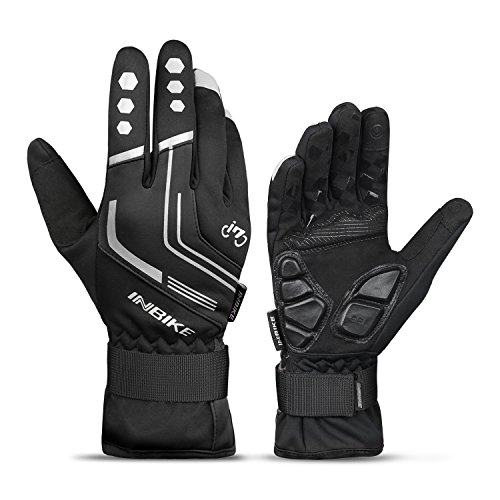 INBIKE Guantes Ciclismo Hombre para Invierno Guantes De Pantalla Táctil para Bicicleta Carretera MTB con Membrana Impermeable, AislamientoTérmico y Forro Polar(Negro,M)