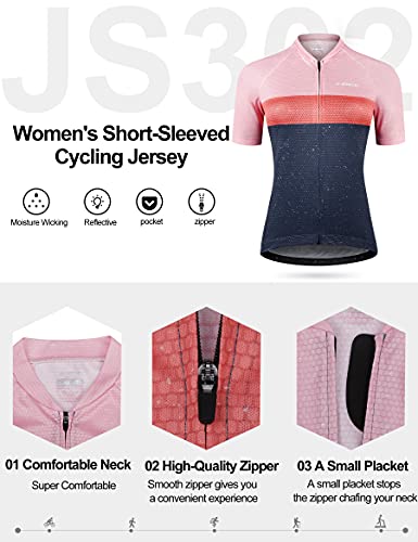 INBIKE Maillot de Ciclismo Deportivo para Mujer Verano Secado Rápido Bicicleta Carretera Rosa, S