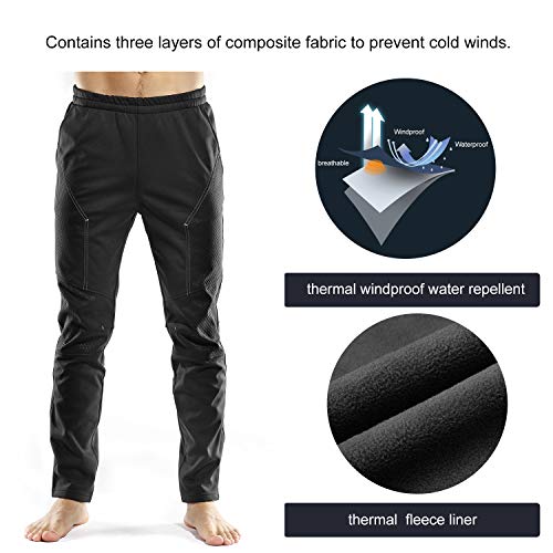 INBIKE Pantalon Largo Deporte Hombre Pantalon Chandal Hombre para Ciclismo Bicicleta Pantalon Hombre Invierno Impermeable Forro Polar para Deportes y Aire Libre(M)