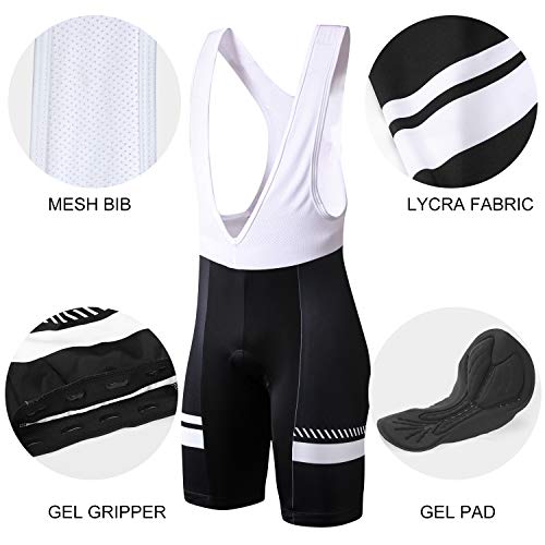 INBIKE Roapa Ciclismo con 3D Acolchado De Gel, Maillot Ciclismo + Pantalon/Culotte Bicicleta Transpirable Elástico Secado Rápido (Blanco,L)