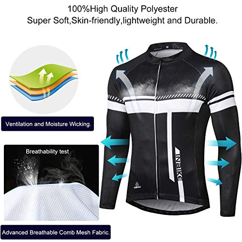 INBIKE Ropa Ciclismo Hombre De Entretiempo con 3D Acolchado De Gel, Conjunto Culotte Traje Largo Ciclismo Calentita Cortavientos, Maillot Ciclismo + Pantalon/Culote Bicicleta(Maillot+Culote,M)