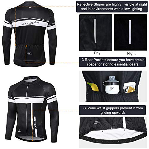 INBIKE Ropa Ciclismo Hombre De Entretiempo con 3D Acolchado De Gel, Conjunto Culotte Traje Largo Ciclismo Calentita Cortavientos, Maillot Ciclismo + Pantalon/Culote Bicicleta(Maillot+Culote,M)