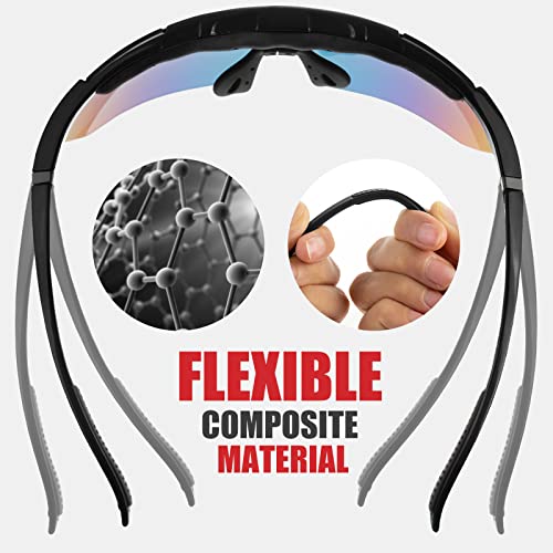 IPSXP Gafas de Sol Deportivas polarizadas 5 Lentes Intercambiables, Gafas de Ciclismo para Hombres y Mujeres, Carrera de béisbol, Escalada, Golf(Negro)