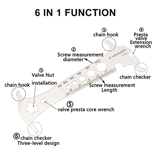 Iriisy Indicador de Desgaste de Cadena, Medidor Cadena Bicicleta, Regla de Cadena Herramienta de Cadena de Bicicleta Regla de medición de Cadena para Bici Bicicleta de Montaña