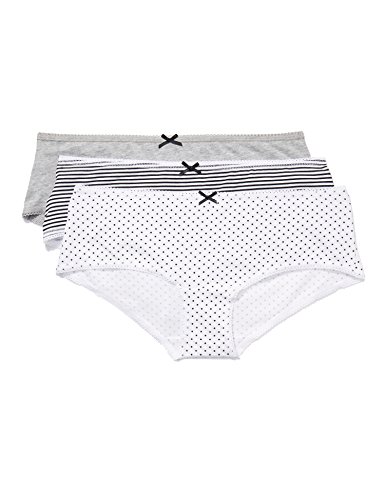 IRIS & LILLY Culotte de Tiro Bajo en Algodón para Mujer, Pack de 3 Multicolor (Grey Melange Bc), Medium