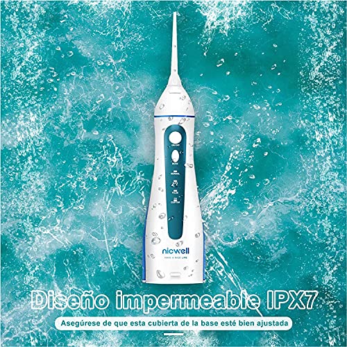 Irrigador Bucal Portatil Profesional - Irrigador Dental con 5 Boquillas 4 Modos, IPX7 Impermeable Limpieza Dientes, Recargable para Limpieza Dental, Irrigadores bucales Electrico Portátil de Viaje