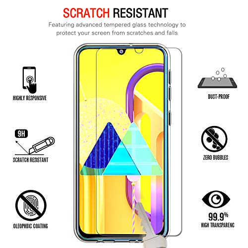 ivoler Funda para Samsung Galaxy M30s / M21, con 3 Piezas Cristal Templado, Transparente Suave TPU Silicona Carcasa Protectora Anti-Choque Caso Delgada Anti-arañazos Case