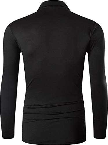 jeansian Hombre Sport Dry Fit Deportiva tee Shirt Tshirt T-Shirt Manga Larga Tenis Golf Bowling Camisetas LA287 Black L
