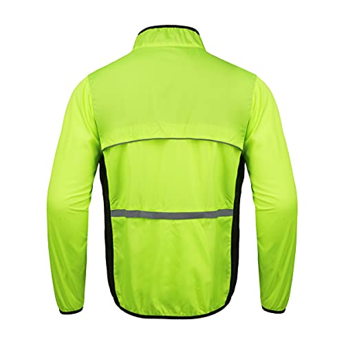 JEPOZRA Chaqueta Cortavientos Ciclismo Hombre MontañIsmo Reflectante Abrigo Transpirabl Ropa Deportiva Exteriores ProteccióN UV Manga Larga Correr Resistente Al Viento Yal Agua (Amarillo, XL)