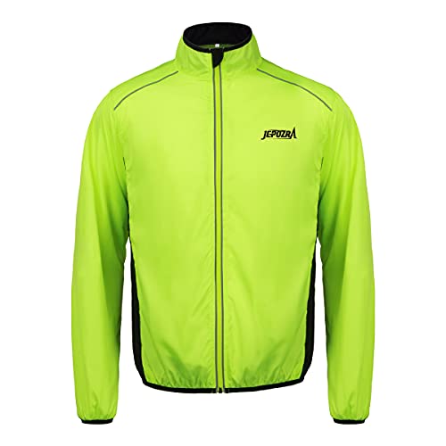 JEPOZRA Chaqueta Cortavientos Ciclismo Hombre MontañIsmo Reflectante Abrigo Transpirabl Ropa Deportiva Exteriores ProteccióN UV Manga Larga Correr Resistente Al Viento Yal Agua (Amarillo, XXL)