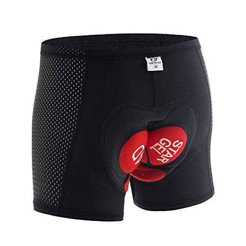 JEPOZRA Ciclismo Hombre Bicicleta Ropa Interior Pantalones Cortos, 4D Gel Acolchado, lástica, Ligera y Transpirable, MTB Unisexo (Rojo, L)