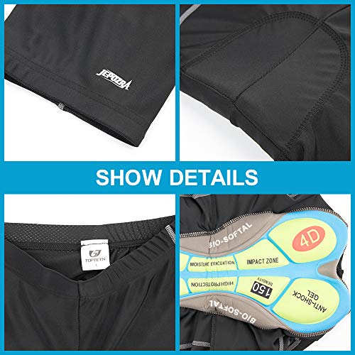 JEPOZRA Culotte Ciclismo Hombre con Badana Gel Pantalon Cortos Ciclista Pantalones Cortas MTB Endura Transpirable de Secado Rápido Mountain Bike Shorts (Negro, L)