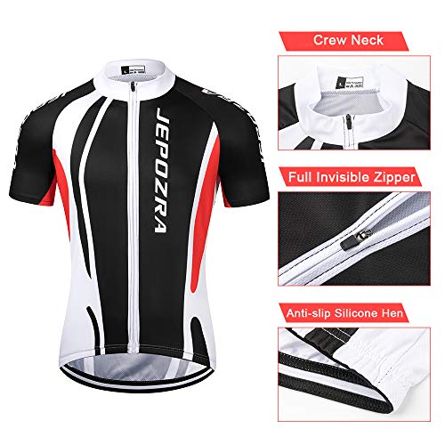 JEPOZRA Maillot Ciclismo Corto De Verano para Hombre, Respirable Secado Rápido Ciclo Jersey de Manga Corta + 4D Almohadilla De Gel Culote y para Bicicleta MTB Ciclista Bici