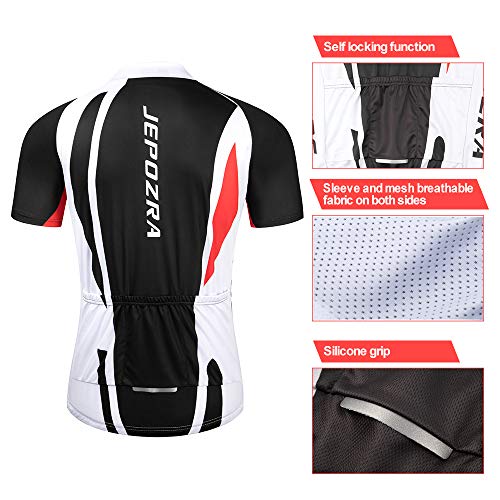 JEPOZRA Maillot Ciclismo Corto De Verano para Hombre, Respirable Secado Rápido Ciclo Jersey de Manga Corta + 4D Almohadilla De Gel Culote y para Bicicleta MTB Ciclista Bici