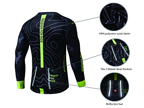 JOGVELO Maillot Ciclismo, Ropa Ciclismo Conjunto Hombre Jersey + Culotes Ciclismo Invierno Vellón Térmico Reflectante, M