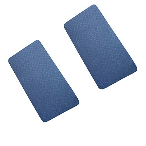 Juego de 2 esterillas antideslizantes de TPE para yoga, fitness, supergruesas, para entrenamiento saludable, estómago, rodillas, apoyo plano, almohadilla gruesa, color azul