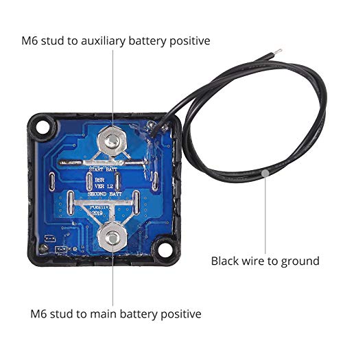 Justech Kit de 12V 140Amp Aislador de Batería Doble + 6m Cable de Alimentación Rojo + 0,6m Cable de Tierra + Terminales de Batería + Tubo Termorretráctil Kit de Relé Sensible al Voltaje para SUV ATV