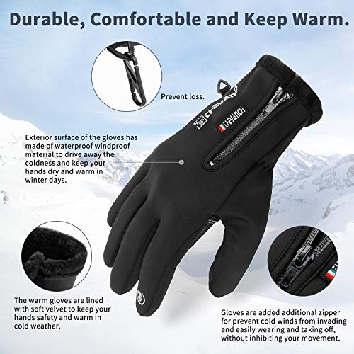 Kasimir Guantes de Invierno Guantes Táctiles Bicicleta Correr al Aire Libre Guantes Calientes con Diseño Antideslizante Esquiar Escalar Triple Impermeable para Hombre y Mujeres L