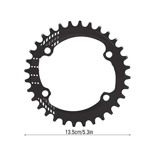 Keenso Plato Ancho-Estrecho de Bicicleta, Plato Aleación de Aluminio 32/34/36/38T BCD 96 mm para Bielas Serie M6000/ M7000/ M8000/ M9000 (34T-Negro)