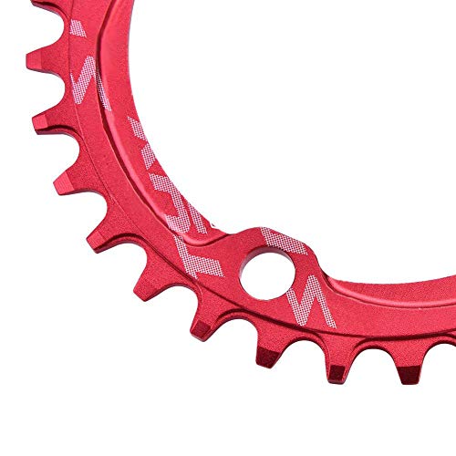 Keenso Plato de Bicicleta, Monoplato Bicicleta de Montaña 32/34/ 36/ 38T BCD 104 Aleación de Aluminio (32T-Rojo)