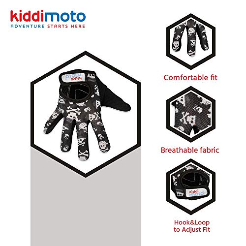 KIDDIMOTO Guantes de ciclismo para niños – para bicicleta de niños, bicicleta de equilibrio, scooter y monopatín (guantes para niños) | Disponible en diferentes tamaños y diseños