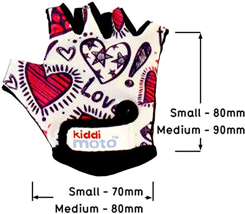 KIDDIMOTO Guantes de Ciclismo sin Dedos para Infantil (niñas y niños) - Bicicleta, MTB, BMX, Carretera, Montaña - Amor - Talla: S (2-5 años)