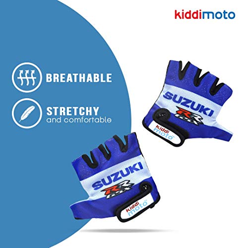 KIDDIMOTO Suzuki - Guantes de Ciclismo para niños, Transpirables, duraderos y cómodos, Antideslizantes para Bicicletas, y patinetas para niños, Disponibles en Diferentes diseños y tamaños (pequeño)