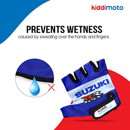 KIDDIMOTO Suzuki - Guantes de Ciclismo para niños, Transpirables, duraderos y cómodos, Antideslizantes para Bicicletas, y patinetas para niños, Disponibles en Diferentes diseños y tamaños (pequeño)