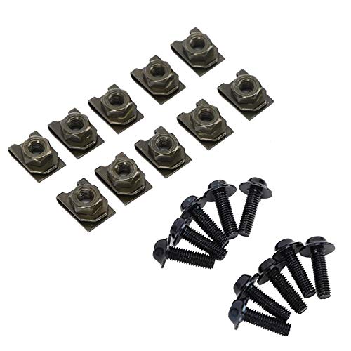 KIMISS 10x M5 Kit de pernos del cuerpo del carenado de la motocicleta Tornillo Spire Speed ​​Fastener Tuerca de sujeción Tuerca de montaje Tornillos de fijación(Negro)