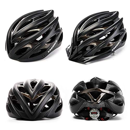 KING BIKE Casco de Bicicleta con Luz LED para Hombres Damas Casco En Los Cascos Artículos Deportivos Cascos de Bicicleta Ltd Racing Bike Mountain Shell MTB (Negro, XL(59-62CM))