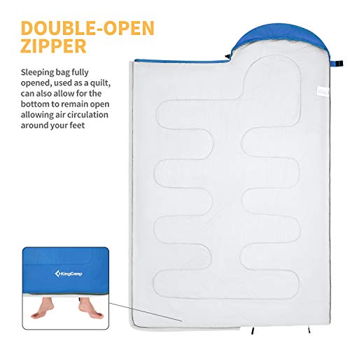 KingCamp Saco de Dormir Ultraligero de Momia Grande Individual para Niños Camping Montaña Portátil Bolsa de Compresión Verano 165 x 70cm