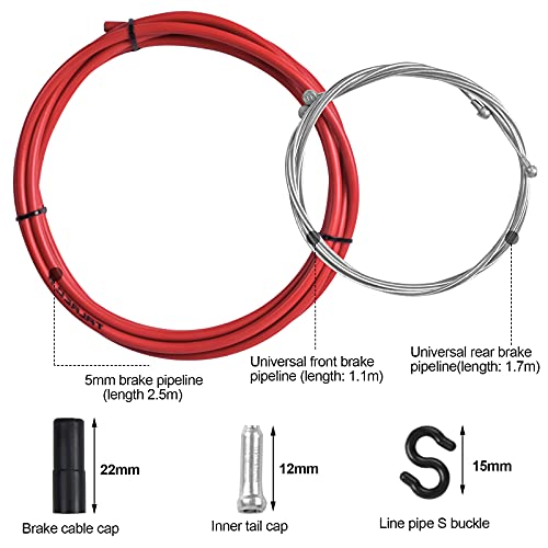 Kit de Cables y Carcasa de Cambio de Bicicleta, 2.5m Manguera de Plástico, Cable de Freno de Bicicleta Delantero y Trasero con Tapa para Bicicleta de Montaña y Bicicleta de Carretera (Blanco)