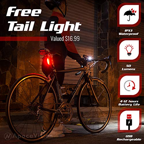 Kit Luz Bicicleta Delantera GlareFX Pro800 Recargable USB - Potente Combinación de Foco Delantero y Luz Trasera de Bicicleta LED - Luces MTB o Carretera de 800 Lúmenes Super Brillantes IPX6