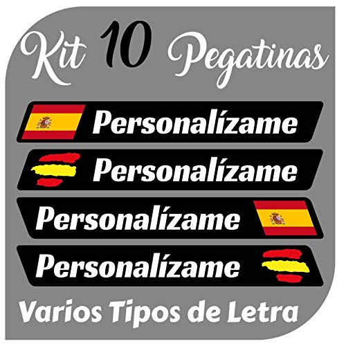 Pegatina Vinilo Bandera España + tu Nombre - Bici, Casco, Pala De Padel,  Monopatin, Coche, Moto, etc. Kit de Dos Vinilos (Pack Fuentes 2) :  : Coche y moto