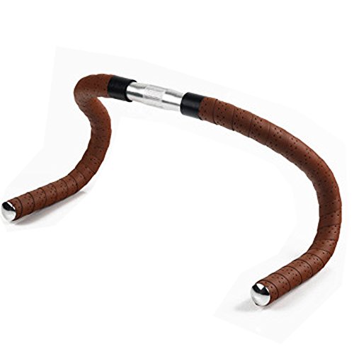 knowing 200cm Cuero de la PU Cinta de Manillar de Bicicleta, Bicicleta de Carretera con Cinta, Wrap con Bar Plugs, 2 Pcs (Brown)