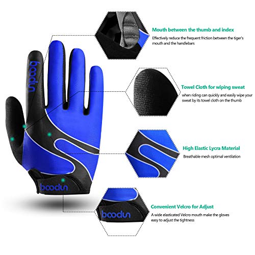 KONVINIT Guantes de Ciclismo, Guantes Pantalla Táctil Acolchados en Gel Guantes Bicicleta para Hombres/Mujeres Azul M