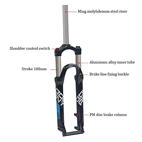 KQBAM Horquilla De Suspensión Amortiguador Bicicleta De Montaña Resorte De Aleación De Aluminio 1-1/8"Accesorios para Bicicletas, Negro-26 Pulgadas