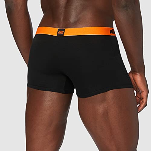 KTM Set 5 Microfibra (60% poliéster-35% algodón-5% Elastano) -Negros con Cintura Naranja Boxer, Pack 5pcs T085-1, M para Hombre