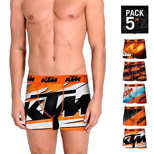 KTM T275-1 Boxer Microfibra (92% poliéster-8% Elastano) -Multicolor, Pack De 5 T275/1, M Hombres